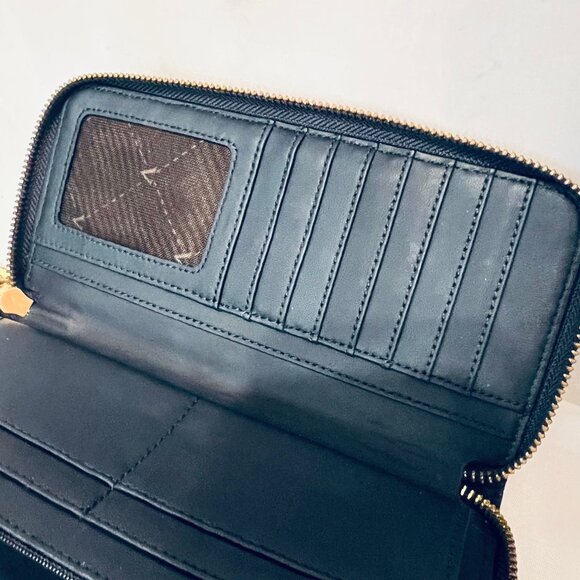 Vince Camuto Navy Blue/Gold Women's Zip Up Around Wallet-Genuine Leather-Storage - Picture 10 of 15